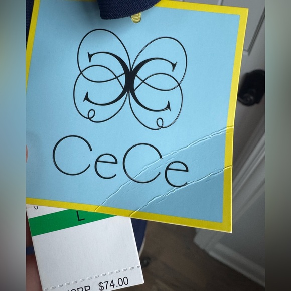 CeCe Navy Blouse with White Collar Size L - Picture 3 of 6